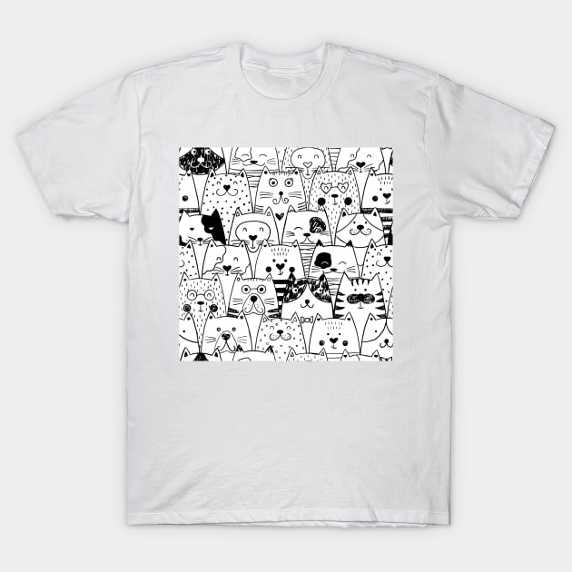 Doodle cats T-Shirt by Savvalinka